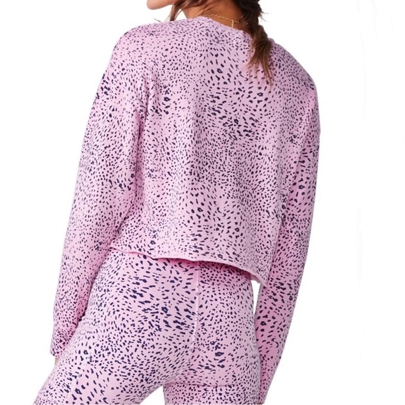 NEW MONROW PINK CHEETAH PRINT CUTOFF SWEATSHIRT - Picture 5 of 7